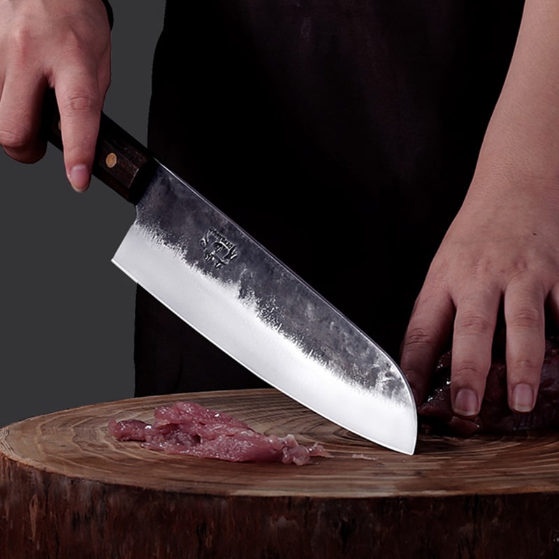 Couteau japonais Santoku en acier Damas