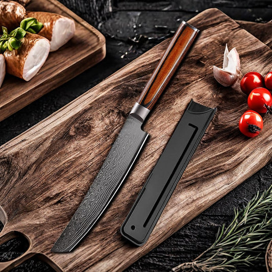 Couteau de chef japonais  - Manche en bois d'olivier