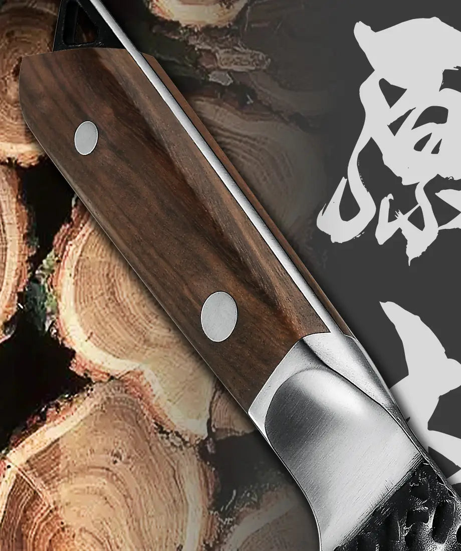 Couteau japonais Nakiri en acier Damas - Manche en bois d'ébène