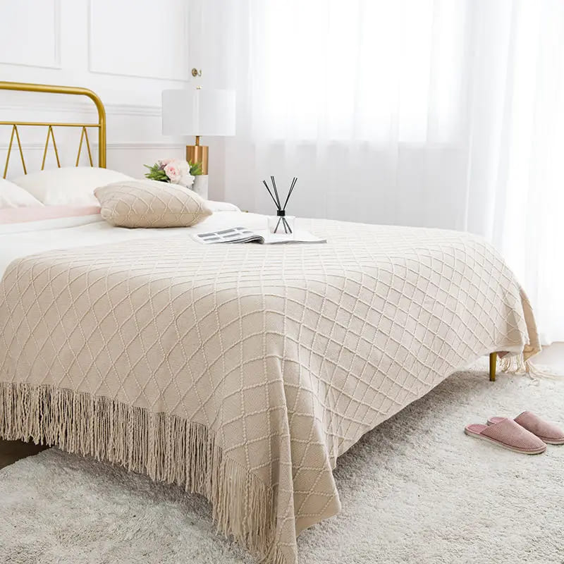 Plaid Beige Élégant : Douceur et Raffinement pour un Intérieur Chaleureux