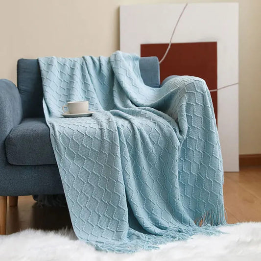 Plaid Bleu Clair Élégant : Douceur et Raffinement pour un Intérieur Chaleureux