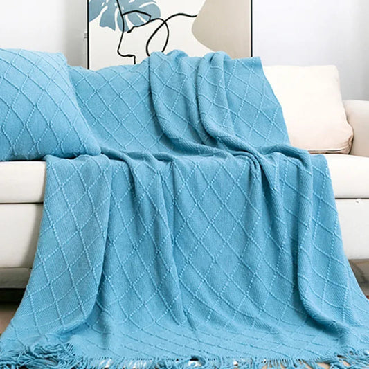 Plaid Bleu Élégant : Douceur et Raffinement pour un Intérieur Chaleureux