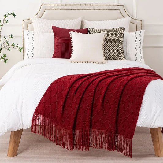 Plaid Bordeaux Élégant : Douceur et Raffinement pour un Intérieur Chaleureux