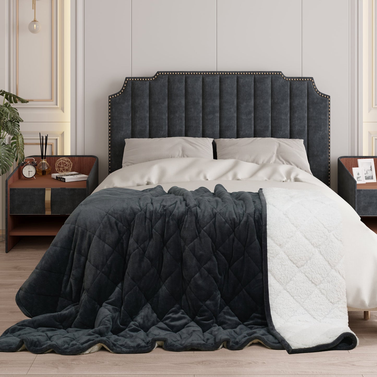 Couverture Lestée Sherpa Noire : Luxe, Confort et Sommeil Réparateur